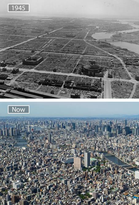 Tokyo năm 1945 và bây giờ